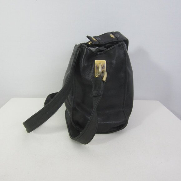 Vtg Americana By Sharif Black Glove Leather Shoulder Cross Body Bag Minimalist - Picture 6 of 15